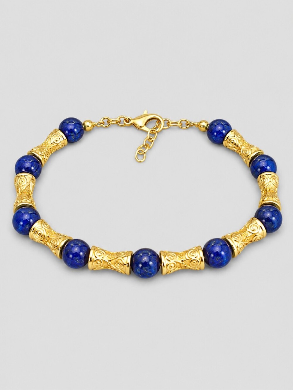 Royal Blue Gold Plated Baroque Etruscan Kundan Beaded Bracelet